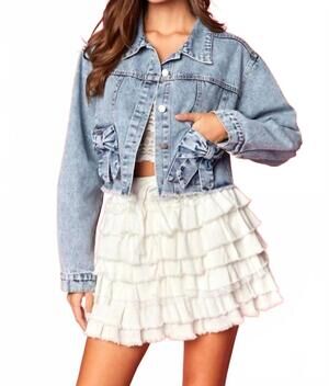 NEW RARERAW denim bow pocket cropped jacket in blue
